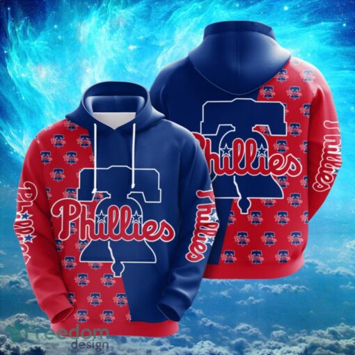 MLB Philadelphia Phillies Logo Design Blue Red Hoodie Full Print Hoodie Product Photo 1