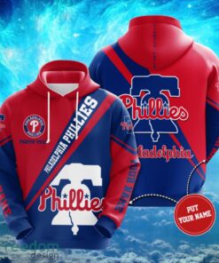 MLB Philadelphia Phillies Logo Design Blue Red Hoodie Full Print Hoodie Custom Name Product Photo 1