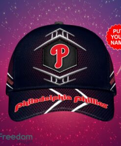 MLB Philadelphia Phillies Logo Design Honeycomb Pattern Custom Your Name Cap 3D Cap Product Photo 2