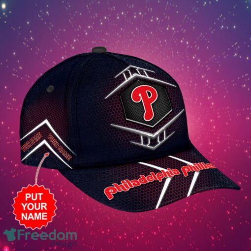 MLB Philadelphia Phillies Logo Design Honeycomb Pattern Custom Your Name Cap 3D Cap Product Photo 1