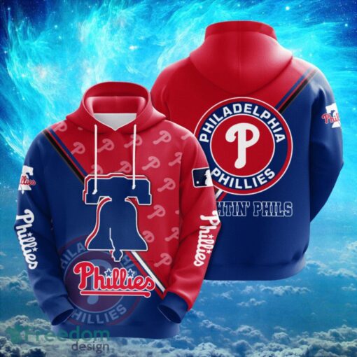 MLB Philadelphia Phillies Logo Design Red Blue Hoodie Full Print Hoodie Product Photo 1