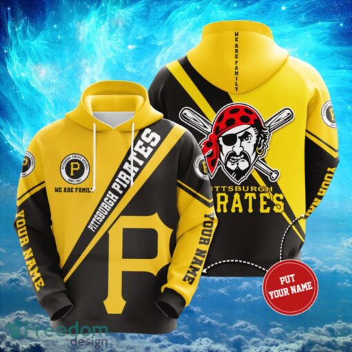 MLB Pittsburgh Pirates Logo Design Black Yellow Hoodie Full Print Hoodie Custom Name Product Photo 1