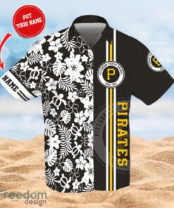 MLB Pittsburgh Pirates Logo Design Flower Tropical Gifts For Fans Custom Name Shirt Hawaiian Shirt Product Photo 1