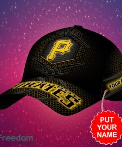 MLB Pittsburgh Pirates Logo Design Honeycomb Pattern Custom Your Name Cap 3D Cap Product Photo 2