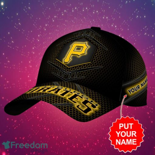 MLB Pittsburgh Pirates Logo Design Honeycomb Pattern Custom Your Name Cap 3D Cap Product Photo 2