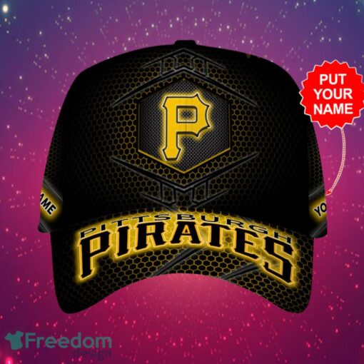 MLB Pittsburgh Pirates Logo Design Honeycomb Pattern Custom Your Name Cap 3D Cap Product Photo 1