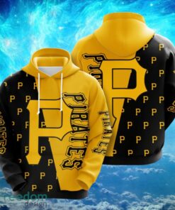 MLB Pittsburgh Piratess Logo Design Black Yellow Hoodie Full Print Hoodie Product Photo 1