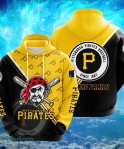 MLB Pittsburgh Piratess Logo Design We Are Family Black Yellow Hoodie Full Print Hoodie Product Photo 1