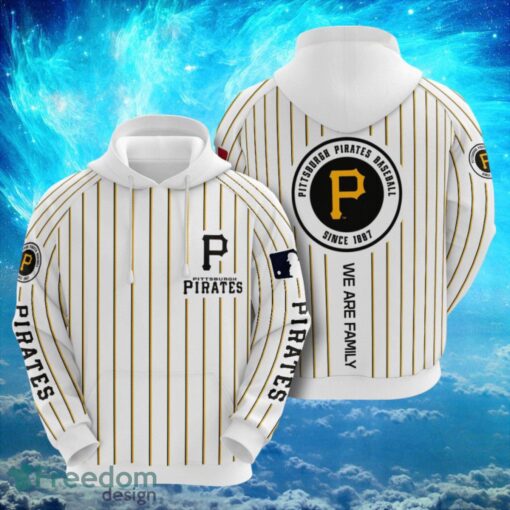 MLB Pittsburgh Piratess Logo Design We Are Family White Hoodie Full Print Hoodie Product Photo 1