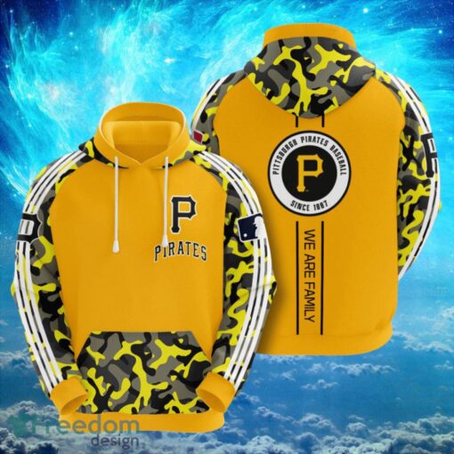 MLB Pittsburgh Piratess Logo Design Yellow Camo Hoodie Full Print Hoodie Product Photo 1