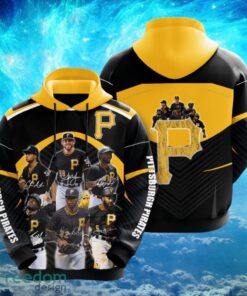 MLB Pittsburgh Piratess Teams Logo Design Black Yellow Hoodie Full Print Hoodie Product Photo 1