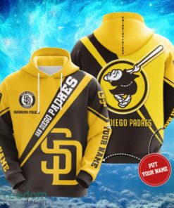 MLB San Diego Padres Logo Design Black Yellow Hoodie Full Print Hoodie Custom Name