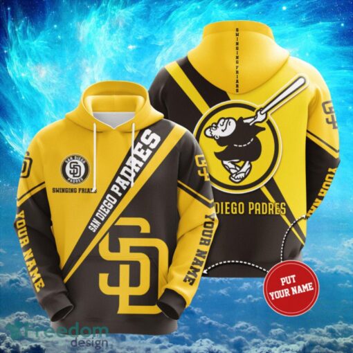 MLB San Diego Padres Logo Design Black Yellow Hoodie Full Print Hoodie Custom Name Product Photo 1