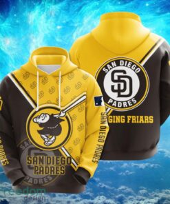 MLB San Diego Padres Logo Design Brown Yellow Hoodie Full Print Hoodie