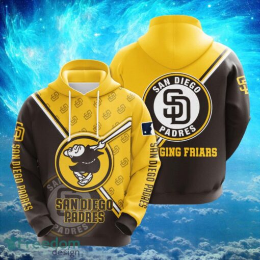 MLB San Diego Padres Logo Design Brown Yellow Hoodie Full Print Hoodie Product Photo 1