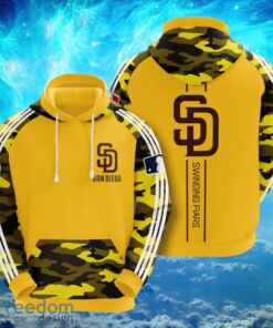 MLB San Diego Padres Logo Design Camo Yellow Hoodie Full Print Hoodie Product Photo 1