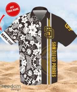 MLB San Diego Padres Logo Design Flower Tropical Gifts For Fans Custom Name Shirt Hawaiian Shirt