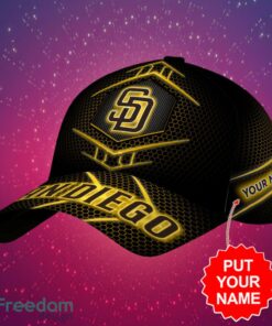 MLB San Diego Padres Logo Design Honeycomb Pattern Custom Your Name Cap 3D Cap Product Photo 2