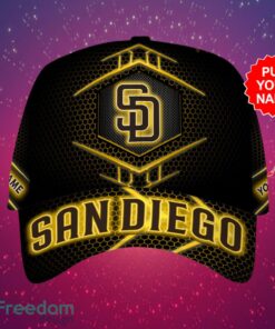 MLB San Diego Padres Logo Design Honeycomb Pattern Custom Your Name Cap 3D Cap