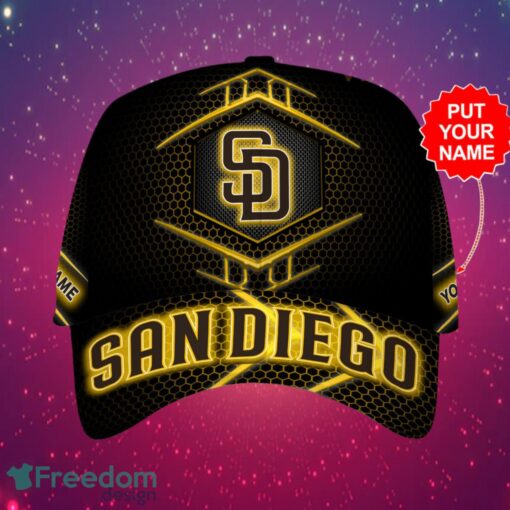 MLB San Diego Padres Logo Design Honeycomb Pattern Custom Your Name Cap 3D Cap Product Photo 1