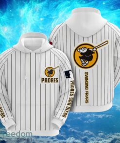 MLB San Diego Padres Logo Design Swinging Friars White Hoodie Full Print Hoodie