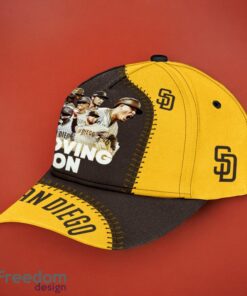 MLB San Diego Padres Logo Design Yellow Dark Grey Moving On Cap 3D Cap Product Photo 2