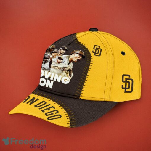 MLB San Diego Padres Logo Design Yellow Dark Grey Moving On Cap 3D Cap Product Photo 2