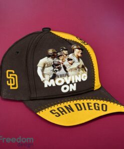 MLB San Diego Padres Logo Design Yellow Dark Grey Moving On Cap 3D Cap Product Photo 3