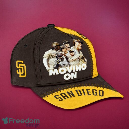 MLB San Diego Padres Logo Design Yellow Dark Grey Moving On Cap 3D Cap Product Photo 3