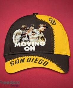 MLB San Diego Padres Logo Design Yellow Dark Grey Moving On Cap 3D Cap Product Photo 1