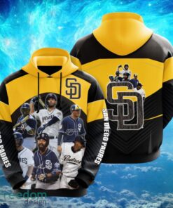 MLB San Diego Padres Teams Logo Design Black Yellow Hoodie Full Print Hoodie Product Photo 1