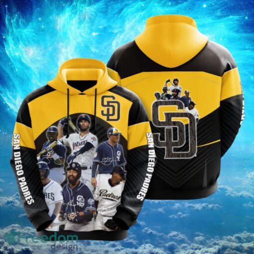 MLB San Diego Padres Teams Logo Design Black Yellow Hoodie Full Print Hoodie Product Photo 1