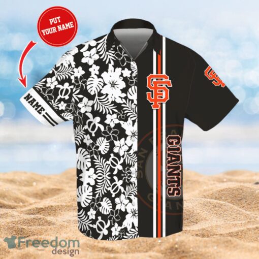 MLB San Francisco Giants Logo Design Flower Tropical Gifts For Fans Custom Name Shirt Hawaiian Shirt Product Photo 1