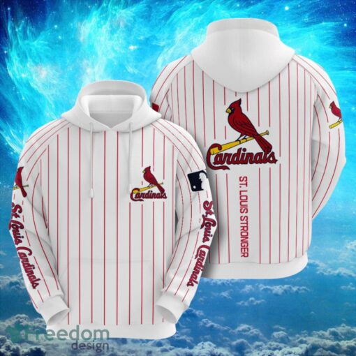 MLB St. Louis Cardinals Logo Design White Red Stripes Hoodie Full Print Hoodie Product Photo 1