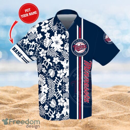 MLBMinnesota Twins Logo Design Flower Tropical Gifts For Fans Custom Name Shirt Hawaiian Shirt Product Photo 1