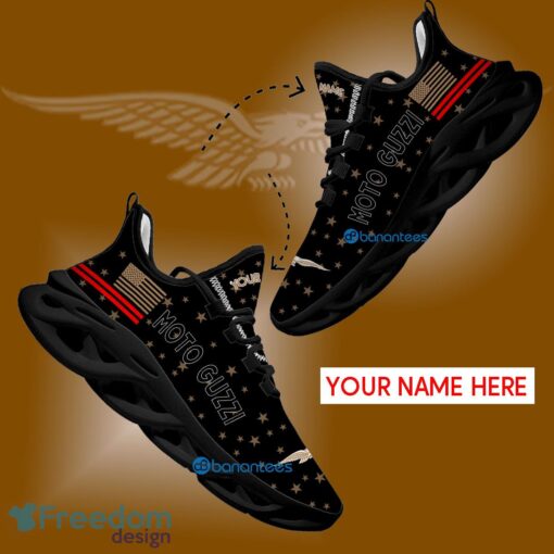 Moto Guzzi Motorcycle Sport Sneaker Imprint Custom Name Gift Max Soul Shoes USA Flag Star New For Fans - Moto Guzzi Motorcycle Running Shoes New Trending Personalized Photo 1