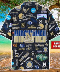 Navy Midshipmen Logo Hawaiian Shirt For Fans Trending Beach Shirt Custom Name Product Photo 2