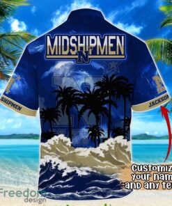 Navy Midshipmen NCAA Hawaiian Shirt Coconut Tree Waves Beach Hawaii Shirt Custom Name For Fans Product Photo 3