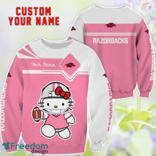 NCAA Arkansas Razorbacks Hello Kitty 3D T-Shirt Sweatshirt Hoodie Custom Name Product Photo 2