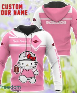 NCAA Arkansas Razorbacks Hello Kitty 3D T-Shirt Sweatshirt Hoodie Custom Name Product Photo 1