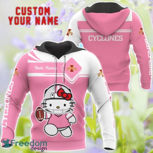 NCAA Iowa State Cyclones Hello Kitty 3D T-Shirt Sweatshirt Hoodie Custom Name Product Photo 1