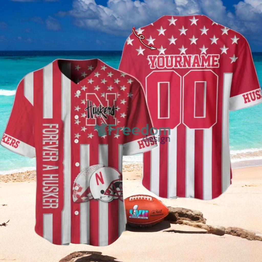 NCAA Nebraska Cornhuskers Custom Name And Number Slogan Baseball Jersey Shirt image NCAA Nebraska Cornhuskers Custom Name And Number Slogan Baseball Jersey Shirt Product Photo 1