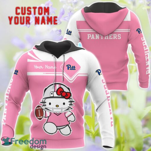 NCAA Pittsburgh Panthers Hello Kitty 3D T-Shirt Sweatshirt Hoodie Custom Name Product Photo 1