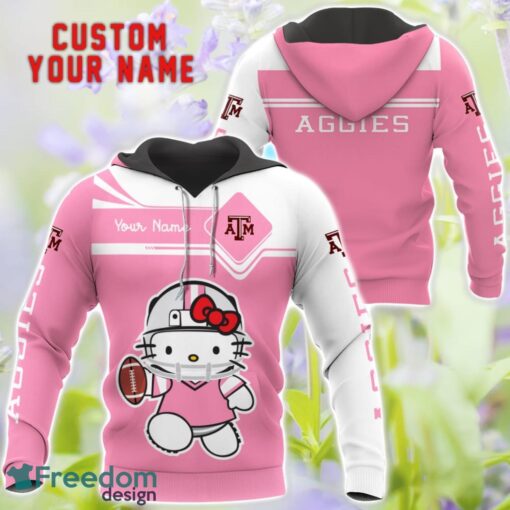 NCAA Texas A&M Aggies Hello Kitty 3D T-Shirt Sweatshirt Hoodie Custom Name Product Photo 1