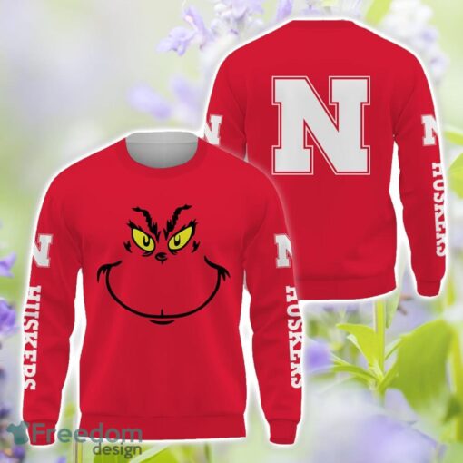 Nebraska Cornhuskers Grinch Face All Over Printed 3D T-Shirt Sweatshirt Hoodie Product Photo 2