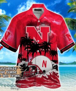 Nebraska Cornhuskers NCAA Hawaiian Shirt Coconut Tree Waves Beach Hawaii Shirt Custom Name For Fans Product Photo 2