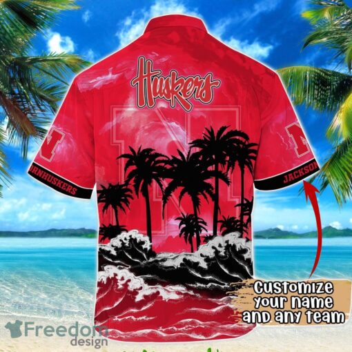 Nebraska Cornhuskers NCAA Hawaiian Shirt Coconut Tree Waves Beach Hawaii Shirt Custom Name For Fans Product Photo 3