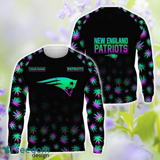 New England Patriots Weed pattern All Over Printed 3D T-Shirt Hoodie Sweatshirt Custom Name Product Photo 2