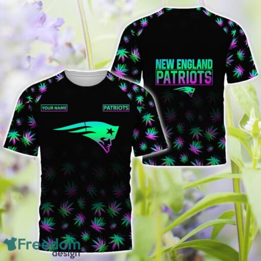 New England Patriots Weed pattern All Over Printed 3D T-Shirt Hoodie Sweatshirt Custom Name Product Photo 3