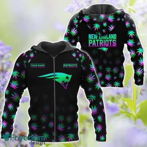 New England Patriots Weed pattern All Over Printed 3D T-Shirt Hoodie Sweatshirt Custom Name Product Photo 4